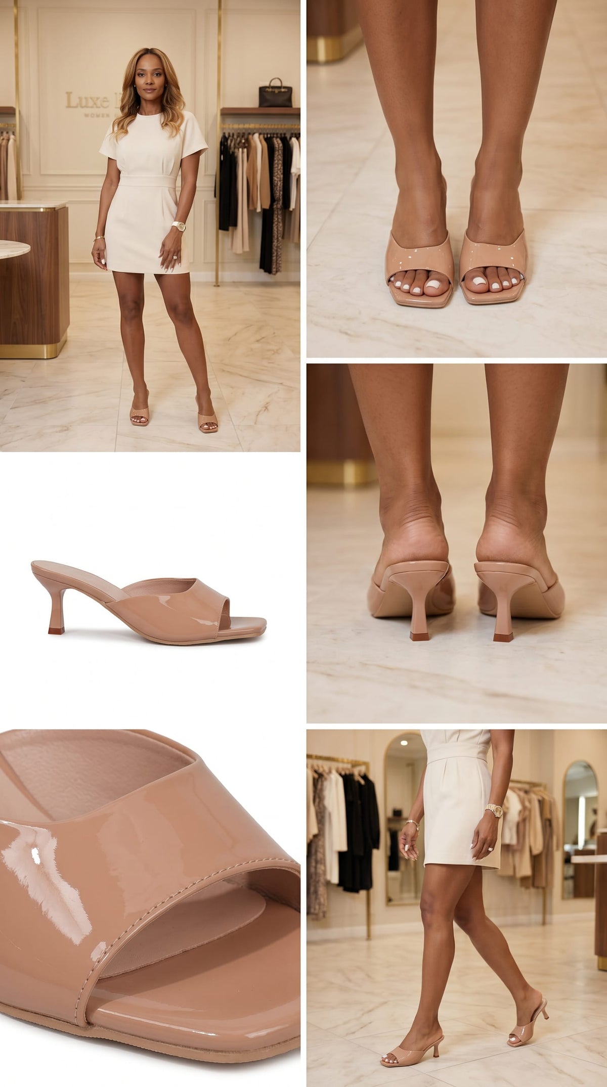 Open-Toe Short Heel Sandals